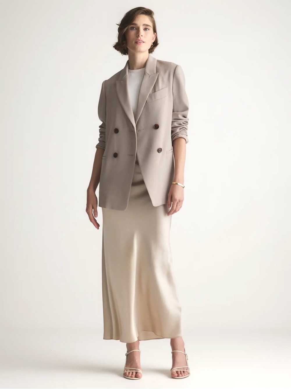 Champagne color silk skirt